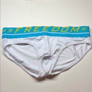 Men's White Briefs with Blue Waistband